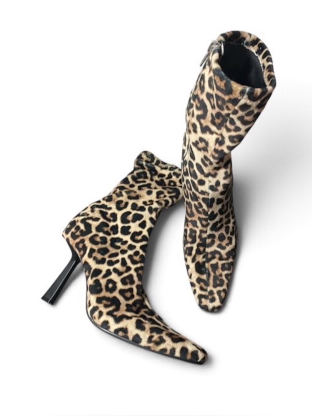 Steve Madden Women’s Velvet Leopard Print Ankle Booties Shoes Sz-8.5